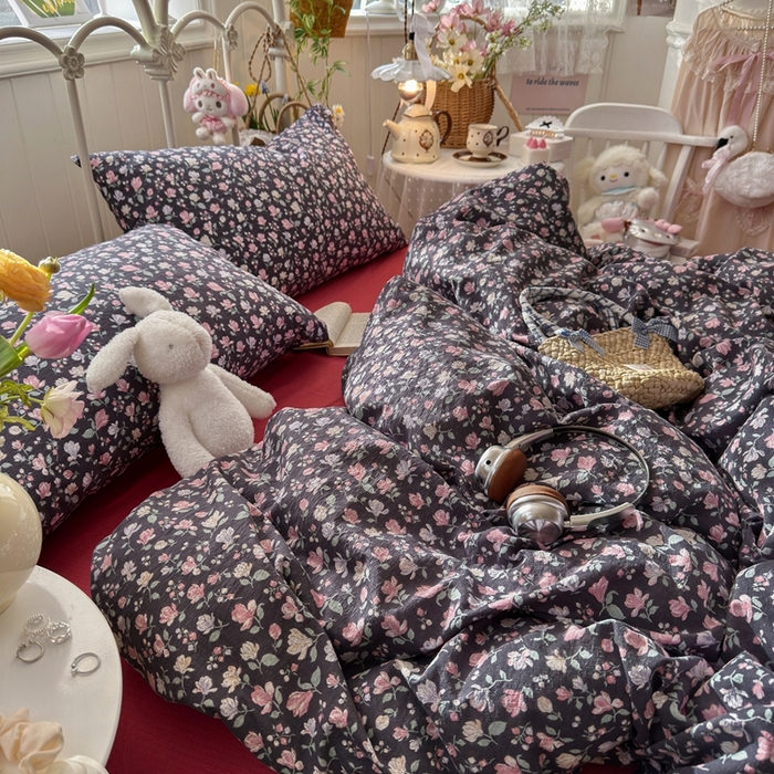 91家纺网 家纺一手货源 找家纺 海岛哥哥 2026新款云感双层纱系列四件套 繁花