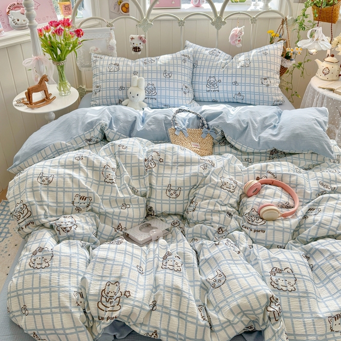 91家纺网 家纺一手货源 找家纺 海岛哥哥 2026新款云感双层纱系列四件套 格格屋