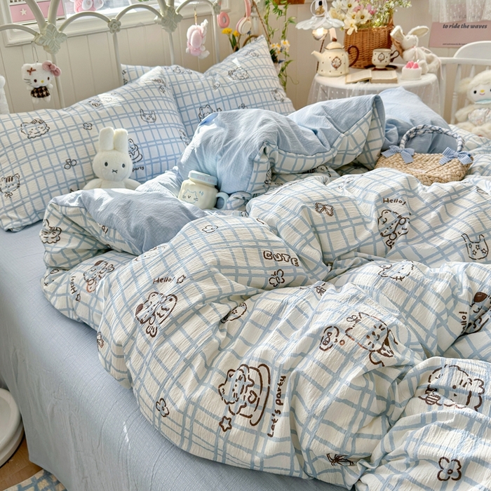 91家纺网 家纺一手货源 找家纺 海岛哥哥 2026新款云感双层纱系列四件套 格格屋