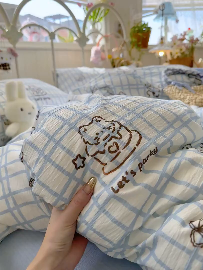 91家纺网 家纺一手货源 找家纺 海岛哥哥 2026新款云感双层纱系列四件套 格格屋