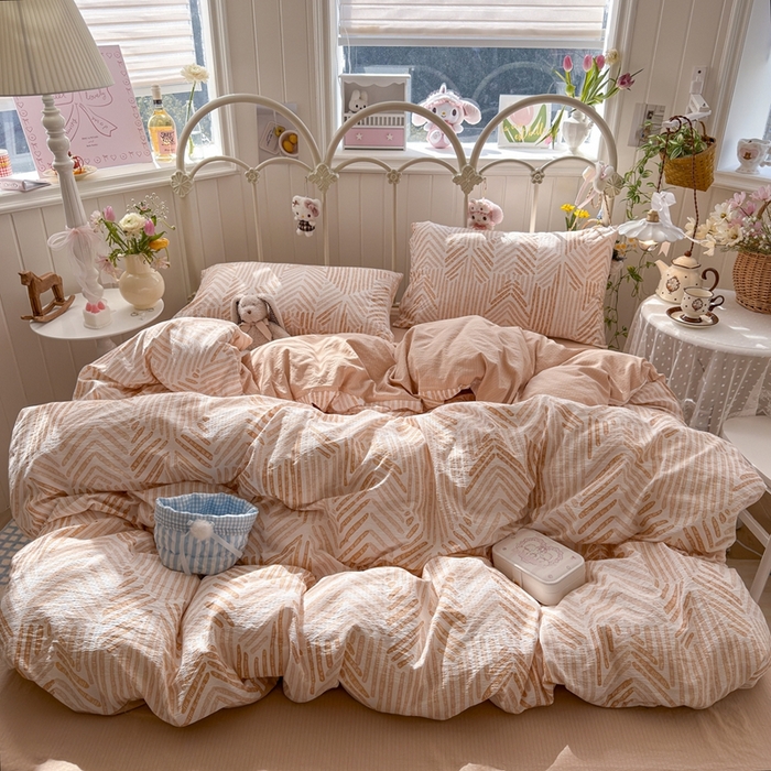 91家纺网 家纺一手货源 找家纺 海岛哥哥 2026新款云感双层纱系列四件套 凯伦