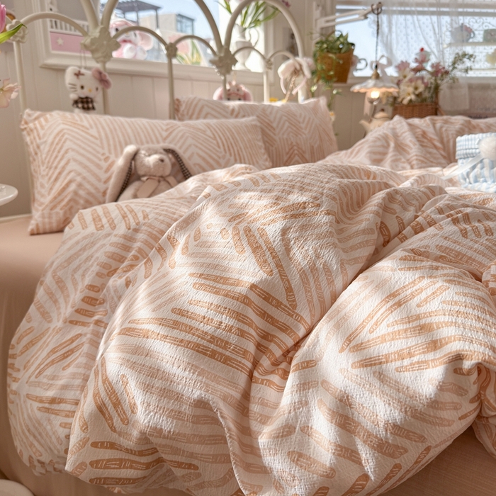 91家纺网 家纺一手货源 找家纺 海岛哥哥 2026新款云感双层纱系列四件套 凯伦