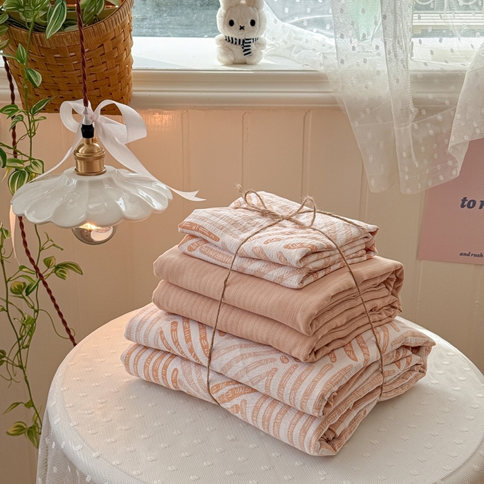 91家纺网 家纺一手货源 找家纺 海岛哥哥 2026新款云感双层纱系列四件套 凯伦