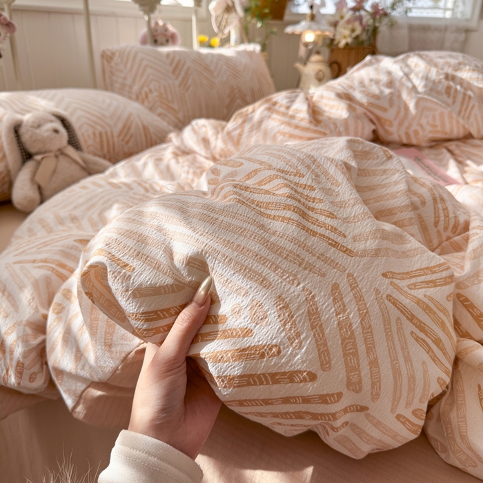 91家纺网 家纺一手货源 找家纺 海岛哥哥 2026新款云感双层纱系列四件套 凯伦