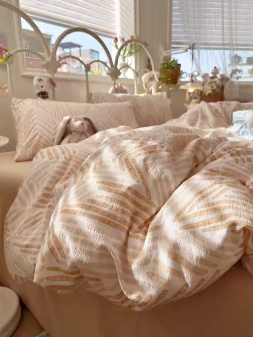 91家纺网 家纺一手货源 找家纺 海岛哥哥 2026新款云感双层纱系列四件套 凯伦