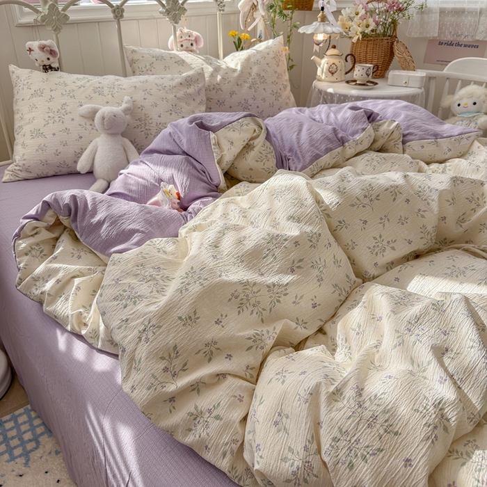 91家纺网 家纺一手货源 找家纺 海岛哥哥 2026新款云感双层纱系列四件套 散漫春色