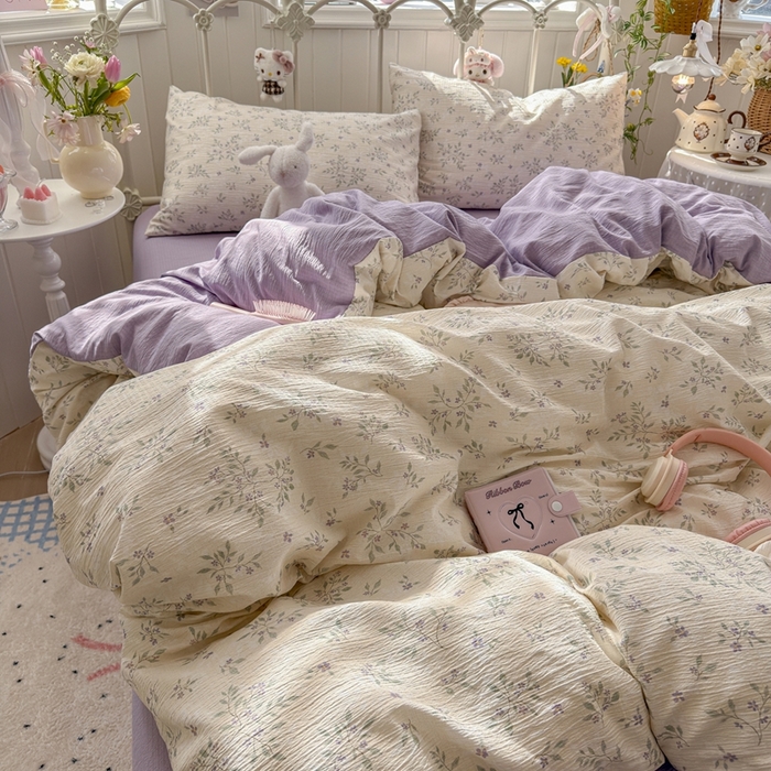 91家纺网 家纺一手货源 找家纺 海岛哥哥 2026新款云感双层纱系列四件套 散漫春色