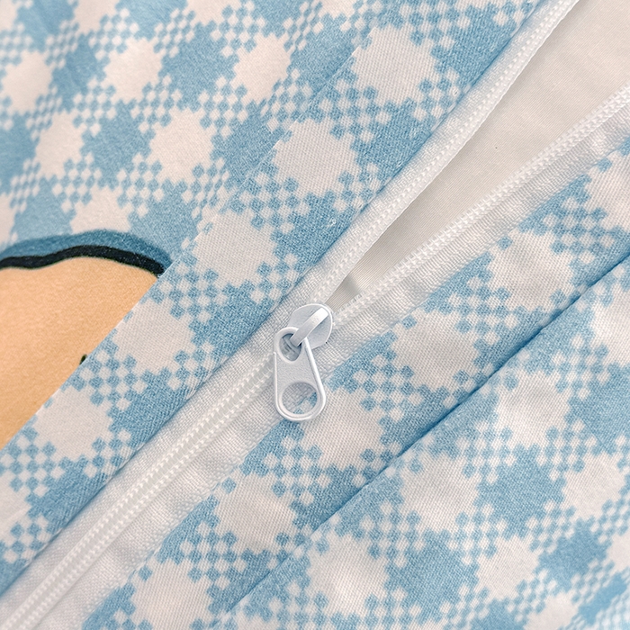 91家纺网 家纺一手货源 找家纺 缦彩 2026新款13372全棉印花四件套 格子狗-蓝
