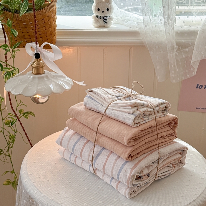 91家纺网 家纺一手货源 找家纺 海岛哥哥 2026新款云感双层纱系列四件套 小木马