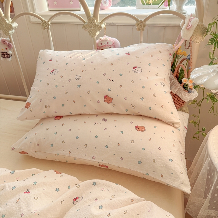 91家纺网 家纺一手货源 找家纺 海岛哥哥 2026新款云感双层纱系列四件套 星星KT