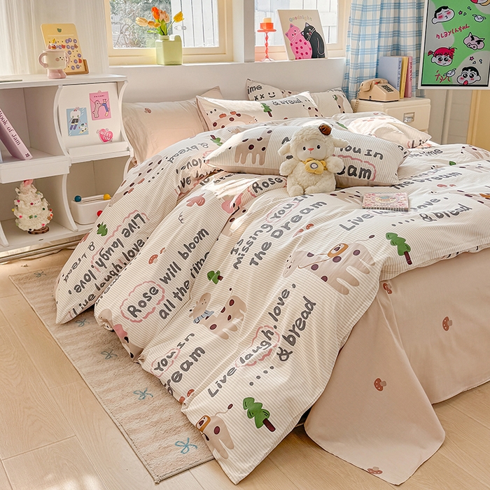 91家纺网 家纺一手货源 找家纺 缦彩 2026新款13372全棉印花四件套 梦想家园