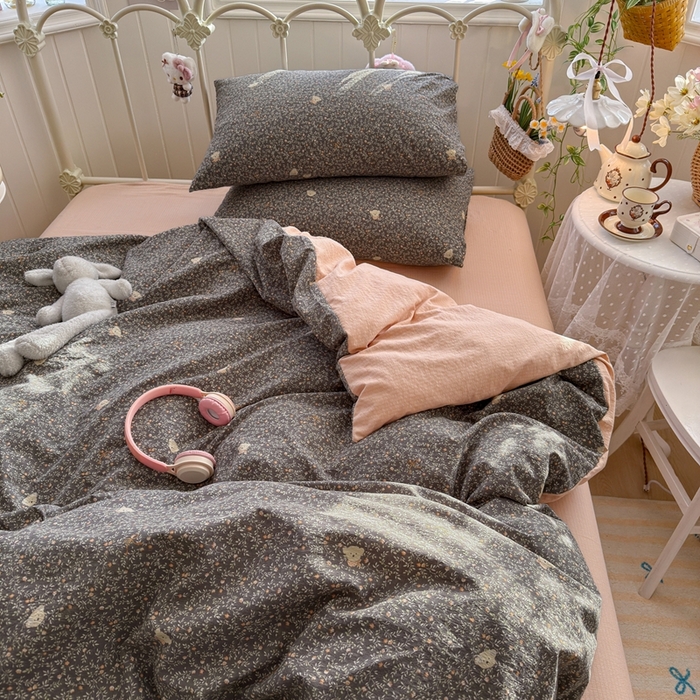 91家纺网 家纺一手货源 找家纺 海岛哥哥 2026新款云感双层纱系列四件套 知秋