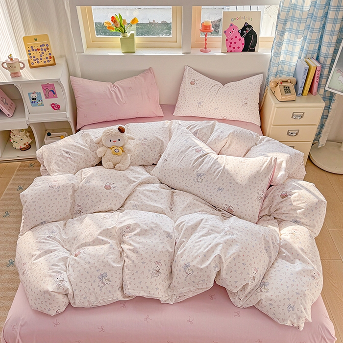 91家纺网 家纺一手货源 找家纺 缦彩 2026新款13372全棉印花四件套 提琴猫