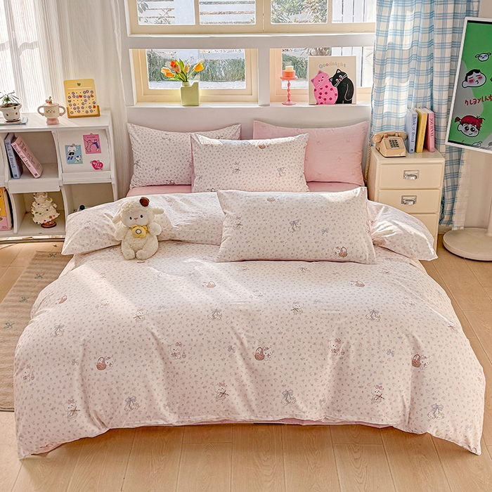 缦彩 2026新款13372全棉印花四件套 提琴猫