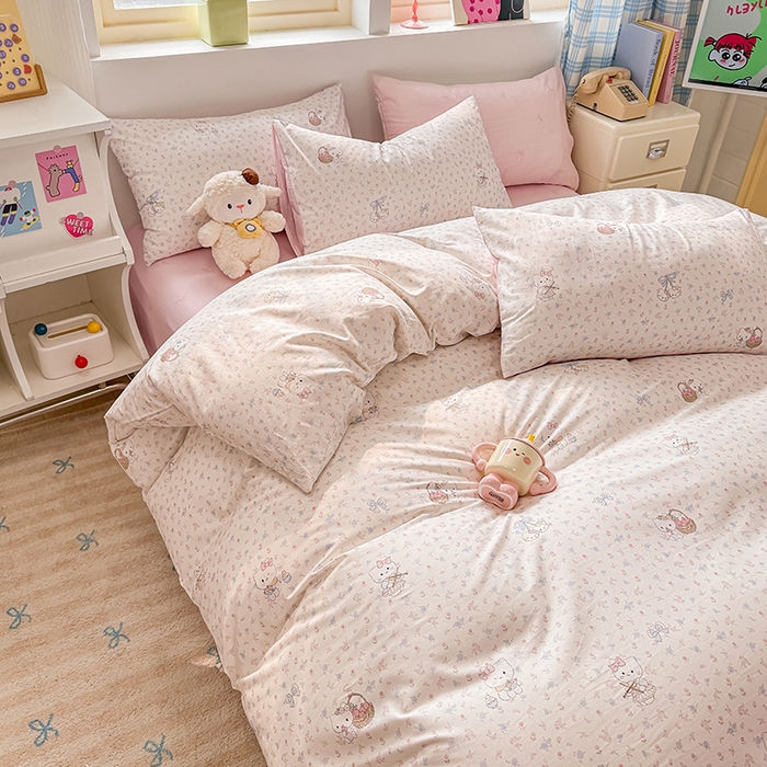 91家纺网 家纺一手货源 找家纺 缦彩 2026新款13372全棉印花四件套 提琴猫