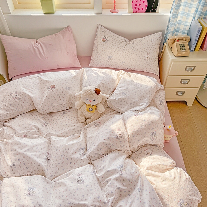 91家纺网 家纺一手货源 找家纺 缦彩 2026新款13372全棉印花四件套 提琴猫