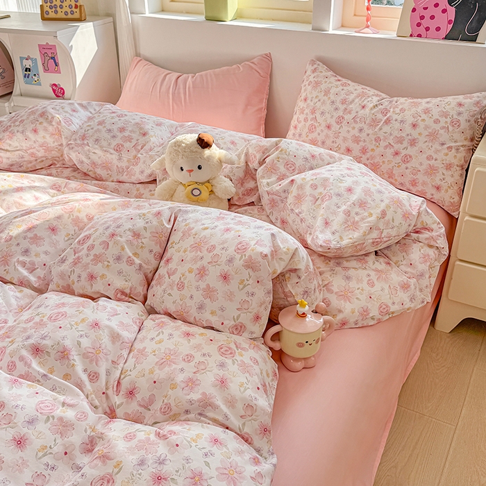 91家纺网 家纺一手货源 找家纺 缦彩 2026新款13372全棉印花四件套 春光里