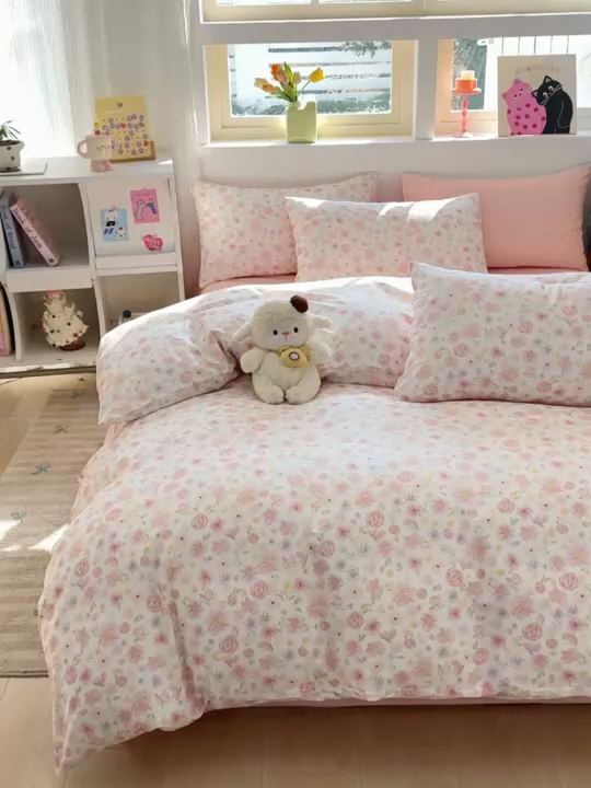 91家纺网 家纺一手货源 找家纺 缦彩 2026新款13372全棉印花四件套 春光里