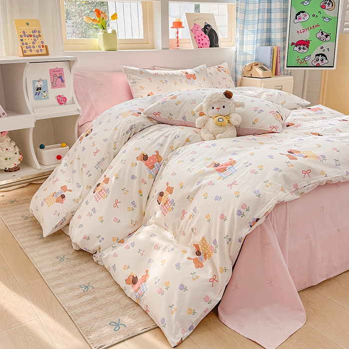 91家纺网 家纺一手货源 找家纺 缦彩 2026新款13372全棉印花四件套 莱德粉