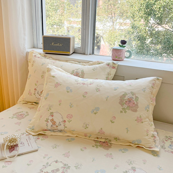 91家纺网 家纺一手货源 找家纺 名优家纺 2026新款13070全棉印花单被套 兔茶春序