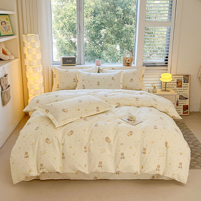 91家纺网 家纺一手货源 找家纺 名优家纺 2026新款13070全棉印花单被套 星点兔语