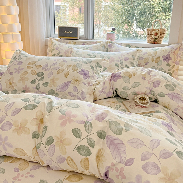 91家纺网 家纺一手货源 找家纺 名优家纺 2026新款13070全棉印花单被套 抚香意叶