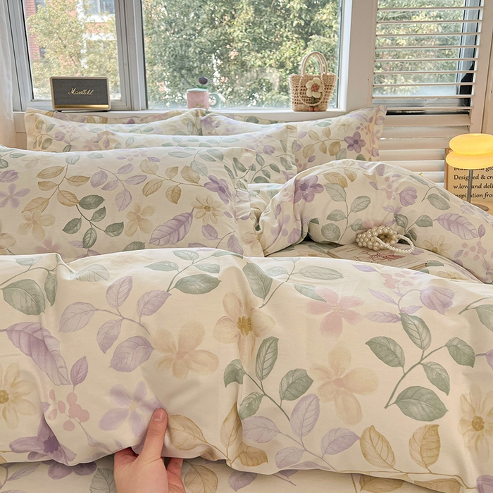 91家纺网 家纺一手货源 找家纺 名优家纺 2026新款13070全棉印花单被套 抚香意叶