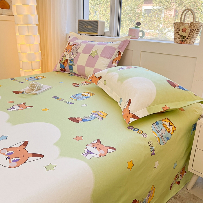 91家纺网 家纺一手货源 找家纺 名优家纺 2026新款13070全棉印花单被套 开心动物城