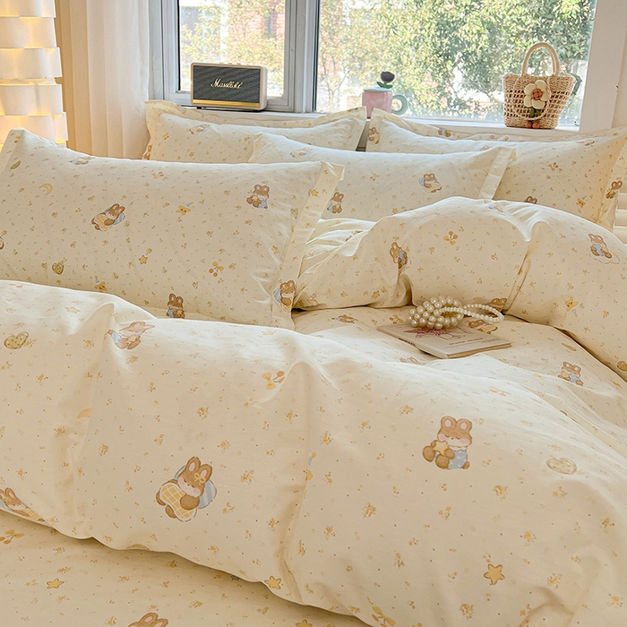 91家纺网 家纺一手货源 找家纺 名优家纺 2026新款13070全棉印花单被套 星点兔语