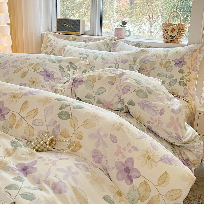 91家纺网 家纺一手货源 找家纺 名优家纺 2026新款13070全棉印花单被套 抚香意叶