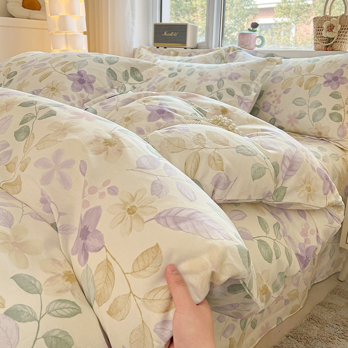 91家纺网 家纺一手货源 找家纺 名优家纺 2026新款13070全棉印花单被套 抚香意叶