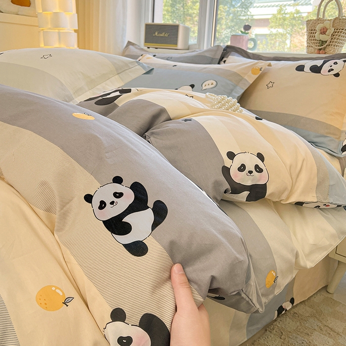 91家纺网 家纺一手货源 找家纺 名优家纺 2026新款13070全棉印花单床单 调皮熊猫