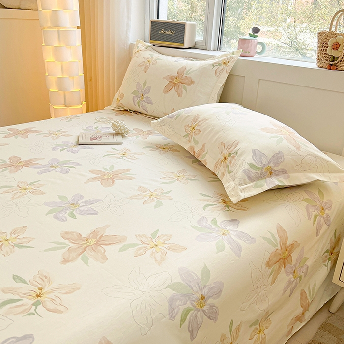 91家纺网 家纺一手货源 找家纺 名优家纺 2026新款13070全棉印花单床单 怡花