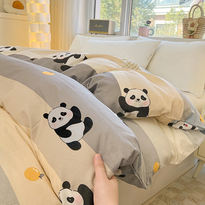 91家纺网 家纺一手货源 找家纺 名优家纺 2026新款13070全棉印花单床单 调皮熊猫