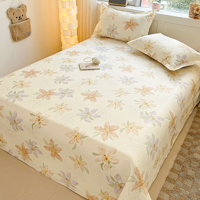 91家纺网 家纺一手货源 找家纺 名优家纺 2026新款13070全棉印花单床单 怡花