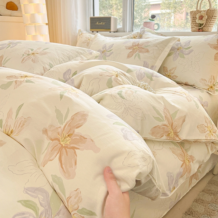 91家纺网 家纺一手货源 找家纺 名优家纺 2026新款13070全棉印花单床单 怡花