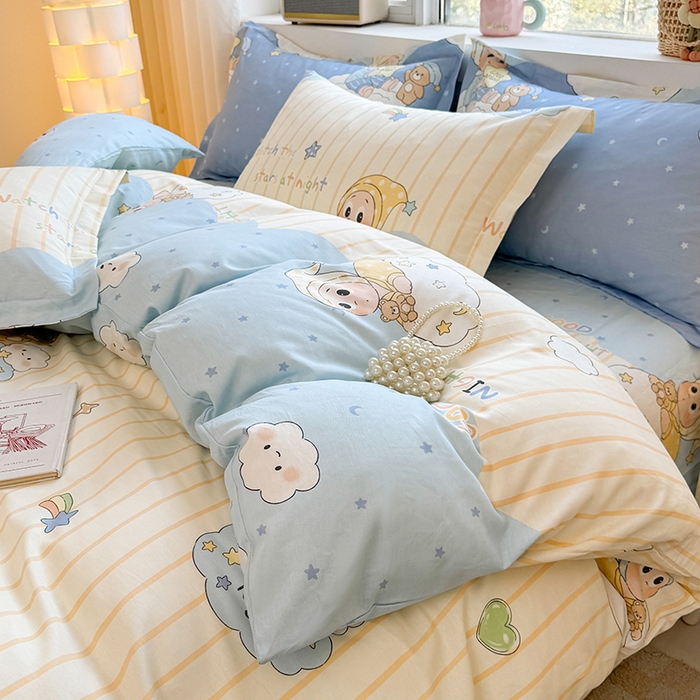 91家纺网 家纺一手货源 找家纺 名优家纺 2026新款13070全棉印花单床单 星语星愿