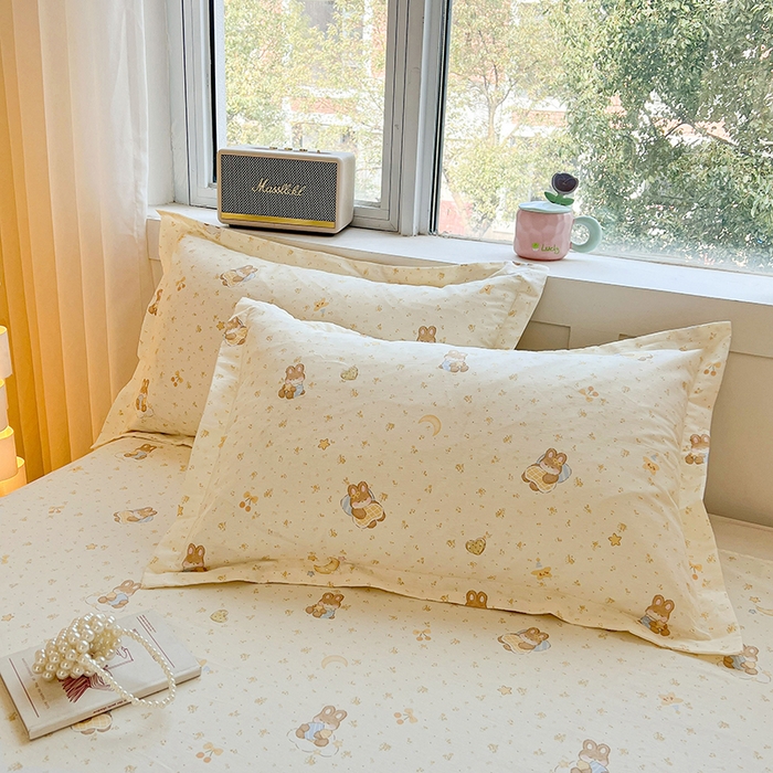 91家纺网 家纺一手货源 找家纺 名优家纺 2026新款13070全棉印花单床单 星点兔语