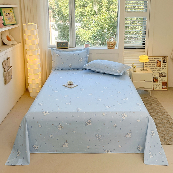 名优家纺 2026新款13070全棉印花单床单 星星独角兽