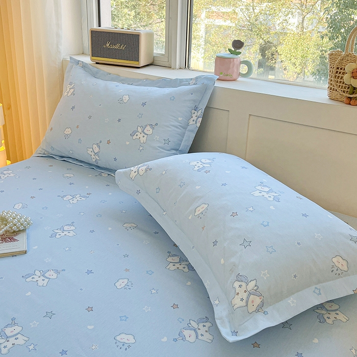 91家纺网 家纺一手货源 找家纺 名优家纺 2026新款13070全棉印花单床单 星星独角兽