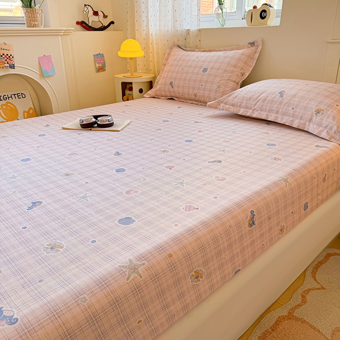 91家纺网 家纺一手货源 找家纺 名优家纺 2026新款13070全棉印花单床笠 小粉螺