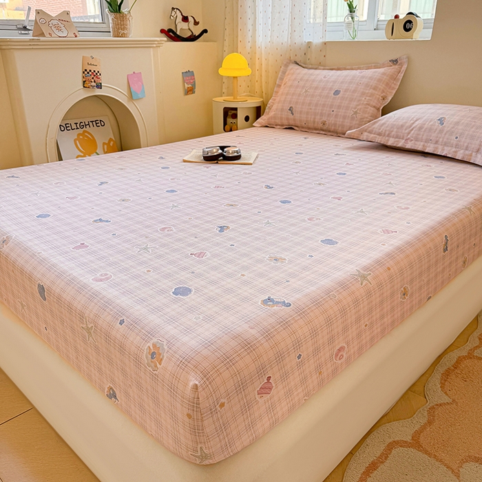 91家纺网 家纺一手货源 找家纺 名优家纺 2026新款13070全棉印花单床笠 小粉螺