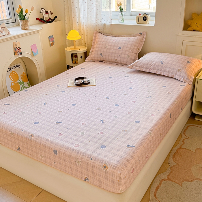 91家纺网 家纺一手货源 找家纺 名优家纺 2026新款13070全棉印花单床笠 小粉螺