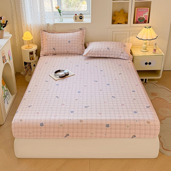 名优家纺 2026新款13070全棉印花单床笠 小粉螺