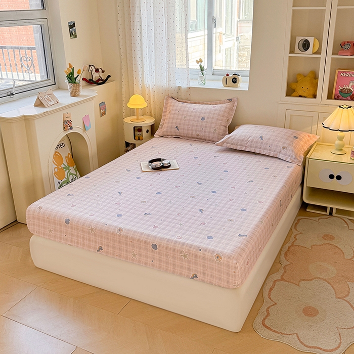 91家纺网 家纺一手货源 找家纺 名优家纺 2026新款13070全棉印花单床笠 小粉螺