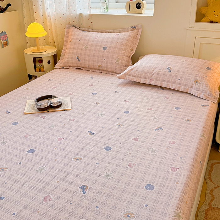 91家纺网 家纺一手货源 找家纺 名优家纺 2026新款13070全棉印花单床笠 小粉螺