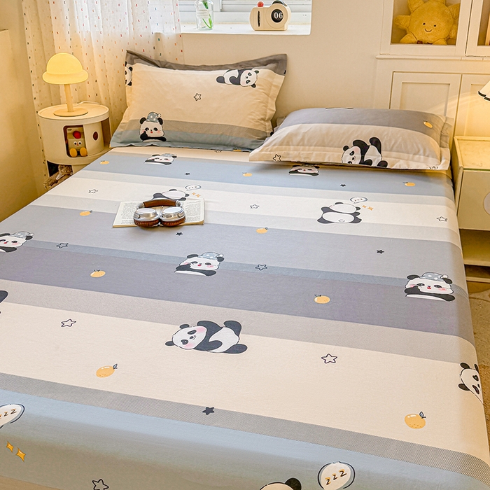 91家纺网 家纺一手货源 找家纺 名优家纺 2026新款13070全棉印花单床笠 调皮熊猫