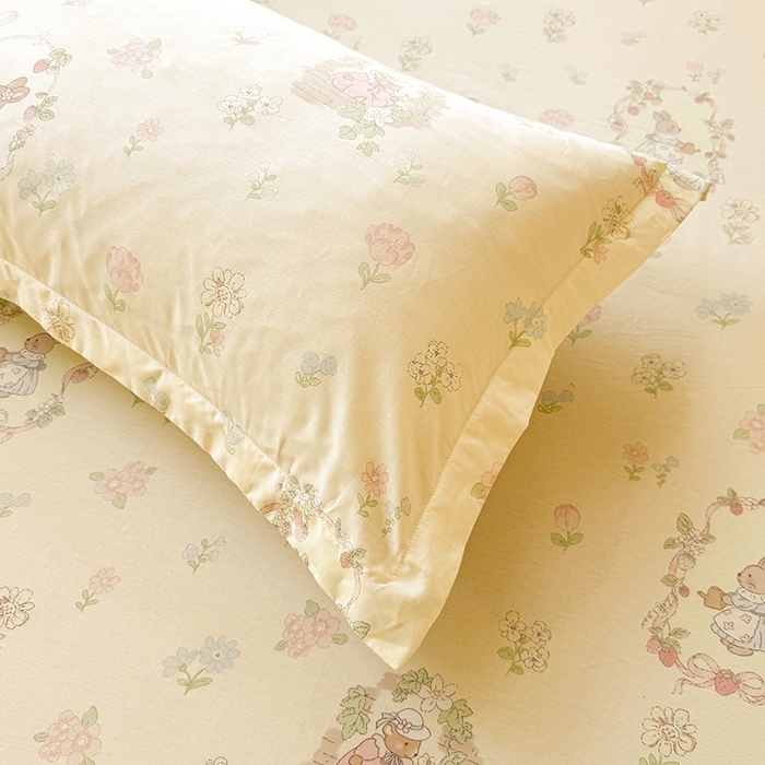 91家纺网 家纺一手货源 找家纺 名优家纺 2026新款13070全棉印花单床笠 兔茶春序