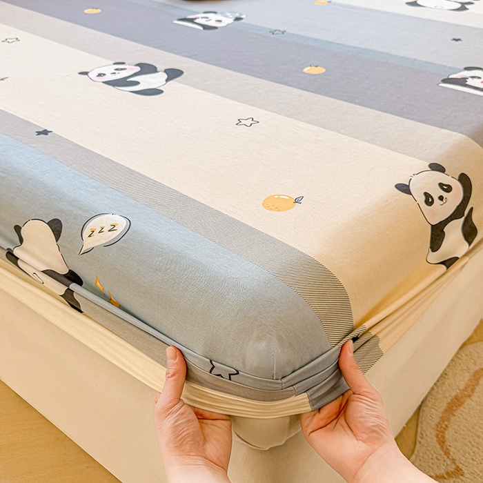 91家纺网 家纺一手货源 找家纺 名优家纺 2026新款13070全棉印花单床笠 调皮熊猫