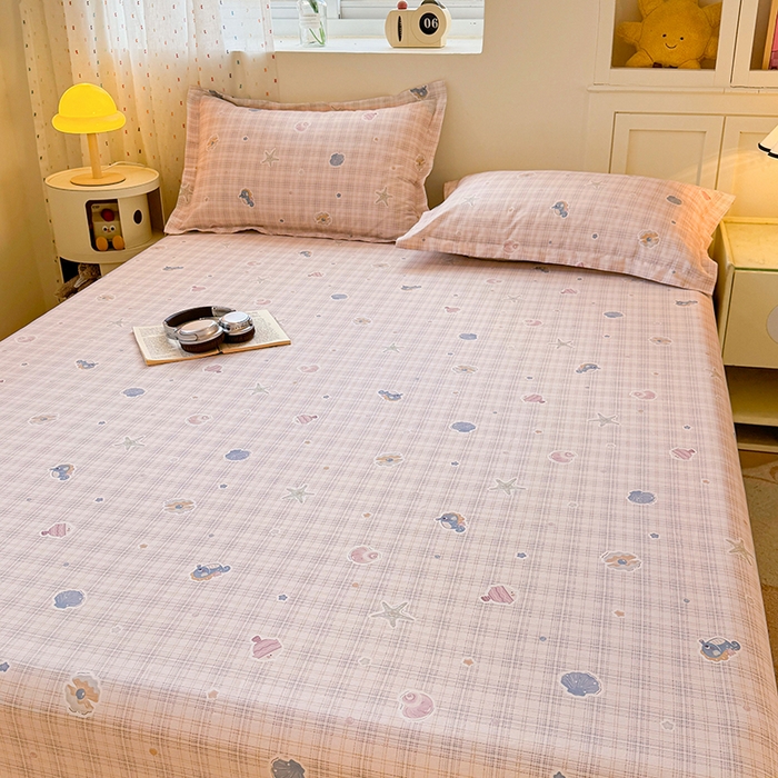 91家纺网 家纺一手货源 找家纺 名优家纺 2026新款13070全棉印花单床笠 小粉螺